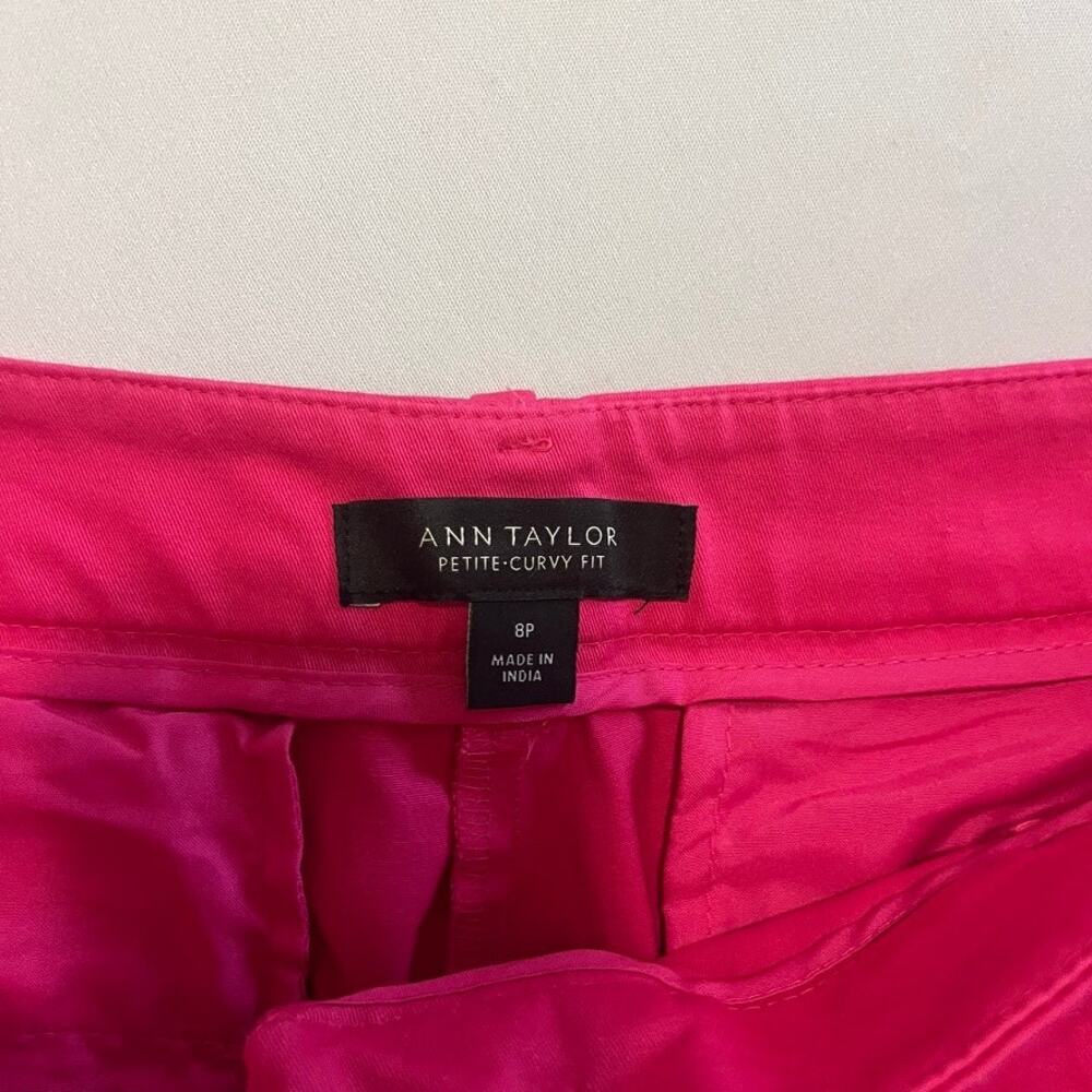 Ann Taylor Petite Curvy Fit Bright Pink Ankle Pants 8P - Picture 5 of 9